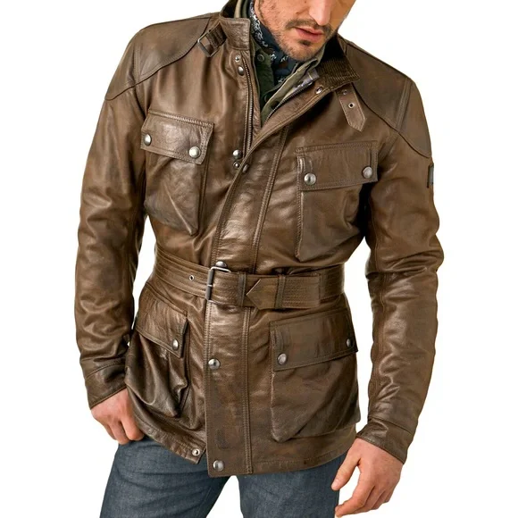 【本革 ヴィンテージ】BELSTAFF TRIALMASTER Panther Men's Hand Waxed Leather Trialmaster Panther Jacket in Black